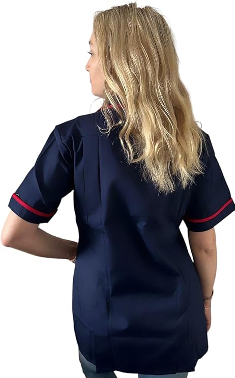 Navy Blue with Red Stripes - Healthcare Tunic Woman