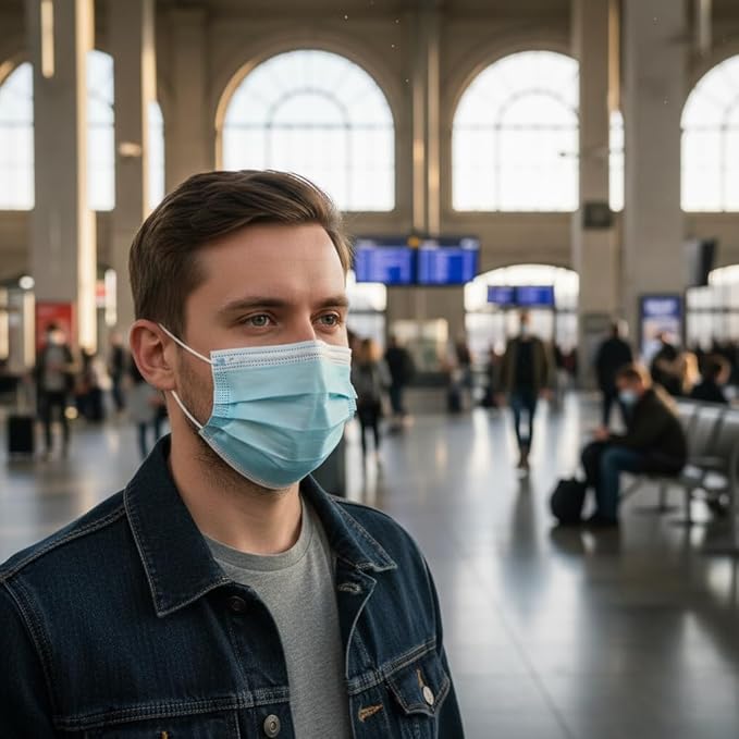 Disposable Blue Face Masks: 3 Ply High Filtration & Dustproof Mouth Cover Covering