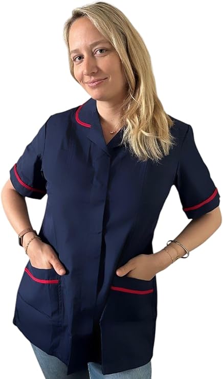 Navy Blue with Red Stripes - Healthcare Tunic Woman