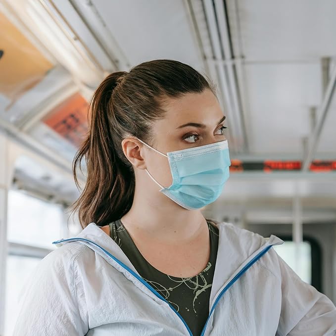 Disposable Blue Face Masks: 3 Ply High Filtration & Dustproof Mouth Cover Covering