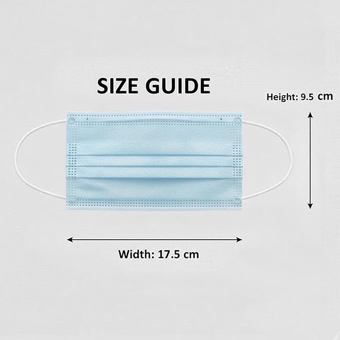 Disposable Blue Face Masks: 3 Ply High Filtration & Dustproof Mouth Cover Covering