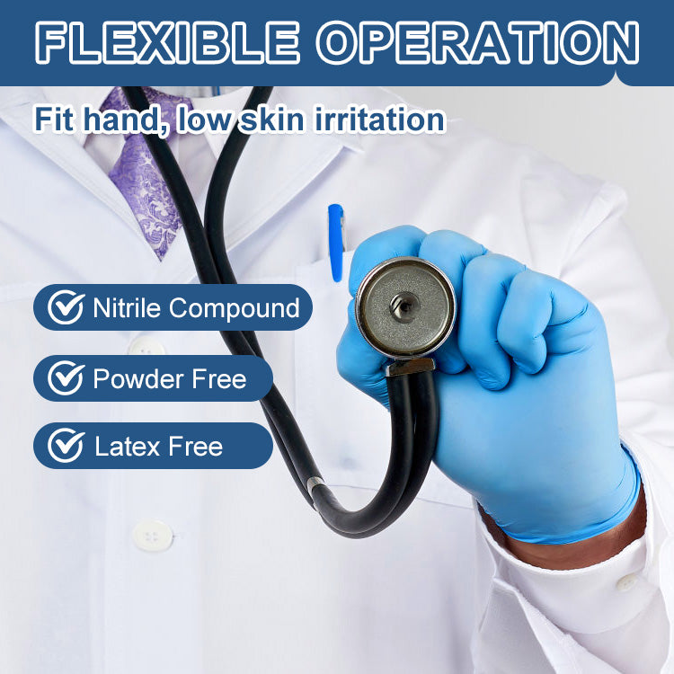 Premium Blue Nitrile Gloves – Powder Free – 100 Gloves Per Box