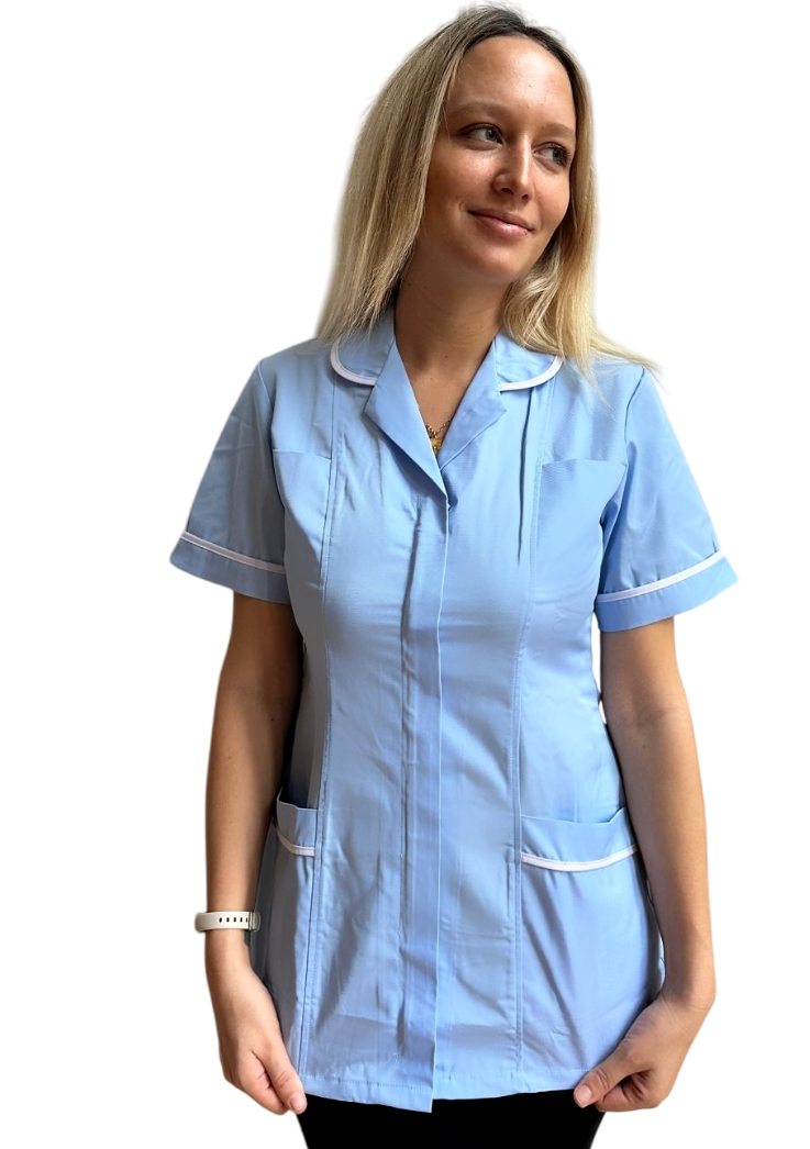 Sky Blue with White  Stripes - Healthcare Tunic Woman